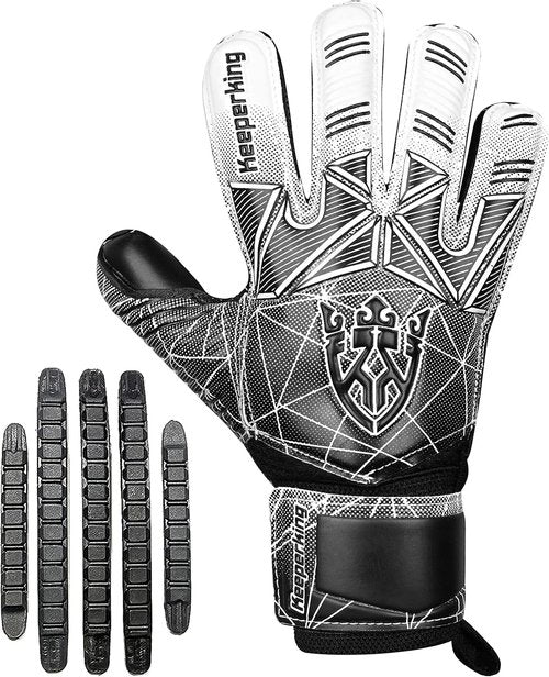 Keeperking Soccer Goalie Gloves - Strong Grip Latex Palms with Finger Protection | Sizes 5-10, 6 Styles