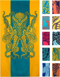 Nova Blue Beach Towel - Vibrant Tropical Design in Orange & Teal | 100% Cotton, 34 x 63 Inches