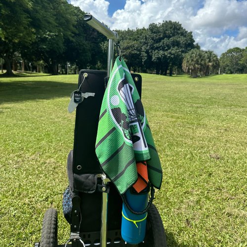 Disc Golf Towel - Highly Absorbent Quick Dry Microfiber with Grommet and Clip for Disc Golf Bags and Carts. 15x23 inches (Green)