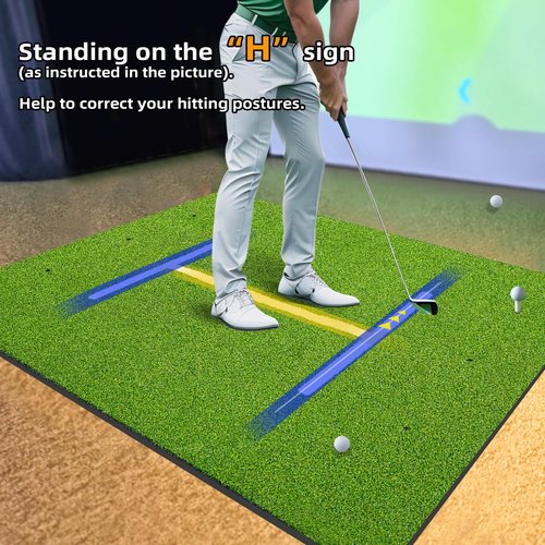 Roykaw Golf Hitting Mat 5x4ft - Thickened Swing Pad for Outdoor & Indoor Practice, Non-Slip/High-Elastic Base Turf Grass
