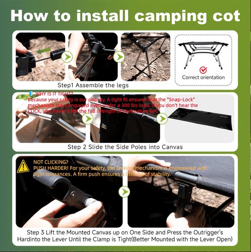 Camping Cot for Adults, Height Adjustable Sleeping Cot, Supports 300 lbs, Lightweight Compact Foldable for Backpacking, Hiking, Travel, Beach, Truck & Office Nap | Flyernature