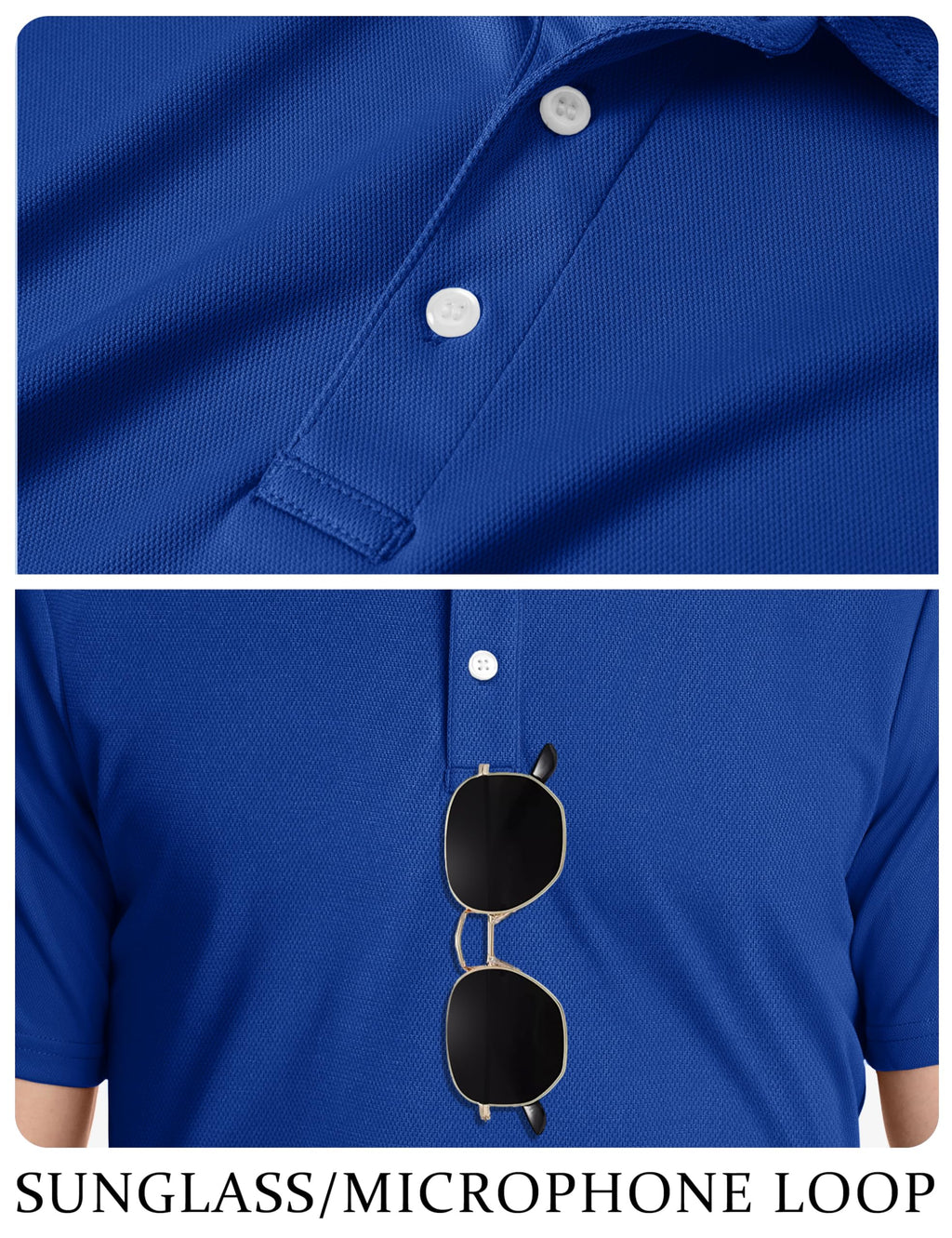 TACVASEN Mens Golf Shirt Dry Fit Mens Polo Shirts Short Sleeve Performance Golf Polos for Men with Collar Work Shirts Dark Blue, S