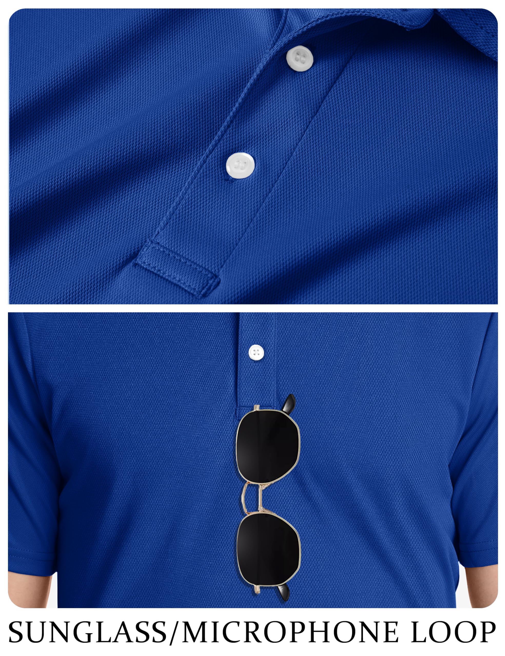 TACVASEN Mens Golf Shirt Dry Fit Mens Polo Shirts Short Sleeve Performance Golf Polos for Men with Collar Work Shirts Dark Blue, S