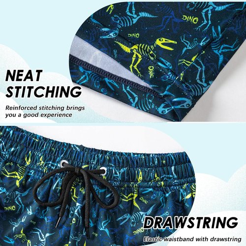 FT FENTENG Boys Swim Trunks - Quick Dry 2-in-1 Beach Shorts with Compression Liner | Sizes 4-17 Years