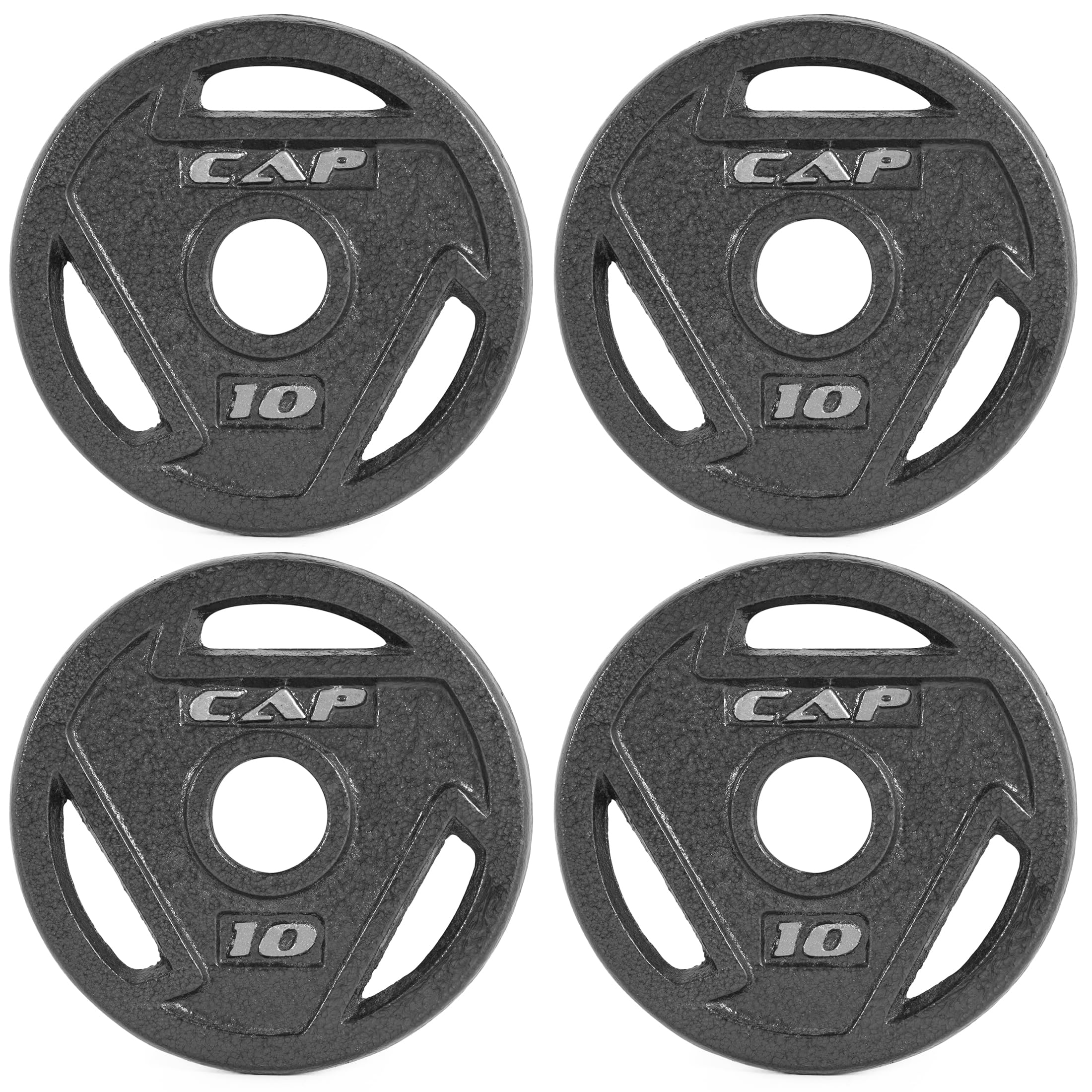 CAP Barbell 10 LB Cast Iron Olympic 2-Inch Grip Weight Plate - Set of 4 | Black
