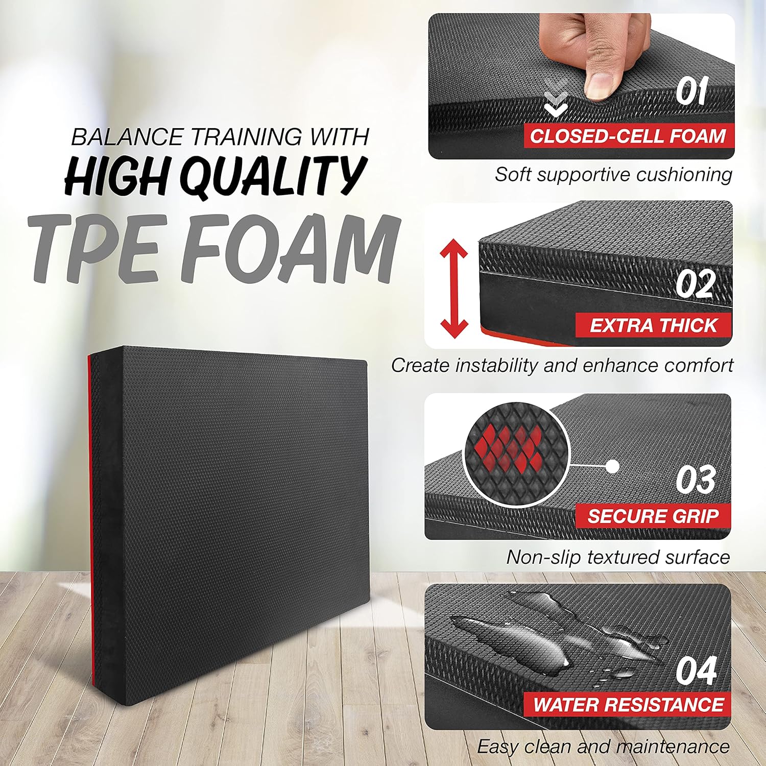 Yes4All Balance Pad - Nonslip TPE Foam for Fitness & Yoga | Upgraded Sizes L, XL, XXL - Multicolor Options