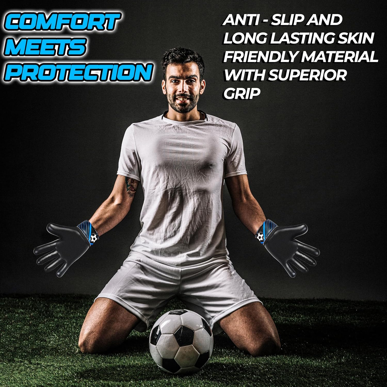 Skiennix Soccer Goalie Gloves - Youth Goalkeeper Gloves with 4MM Latex Palm & Anti-Slip Design | Double Wrist Protection