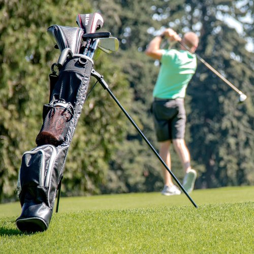 Sunday Stand Bag | Lightweight Carry Golf Bag with Speed Handle, Padded Strap, and Pocket for Driving Range, Par-3, and Executive Courses (Black)