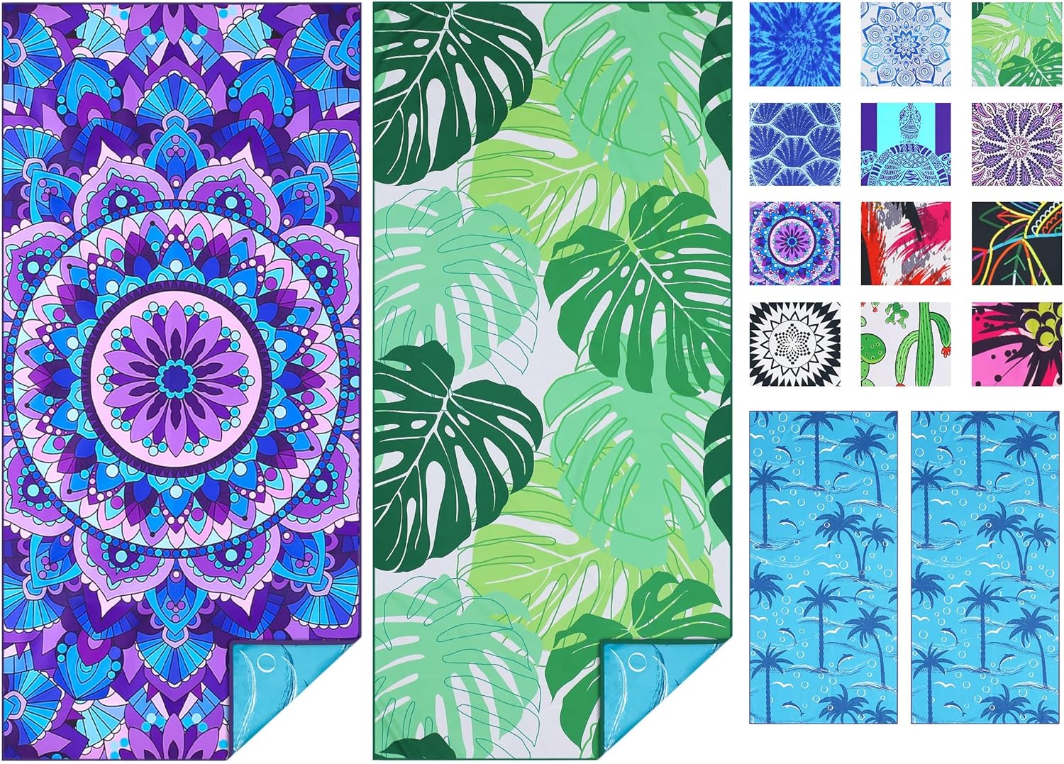 TwoYek Microfiber Beach Towels - Lightweight & Quick-Dry | Oversized 71x32 Sand-Free Travel Essentials