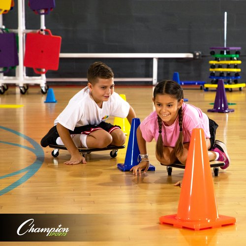 Champion Sports 12" Wood Scooter – Wooden Base with Full Bumper and Non-Marring Swivel Casters for Active Play & PE Class