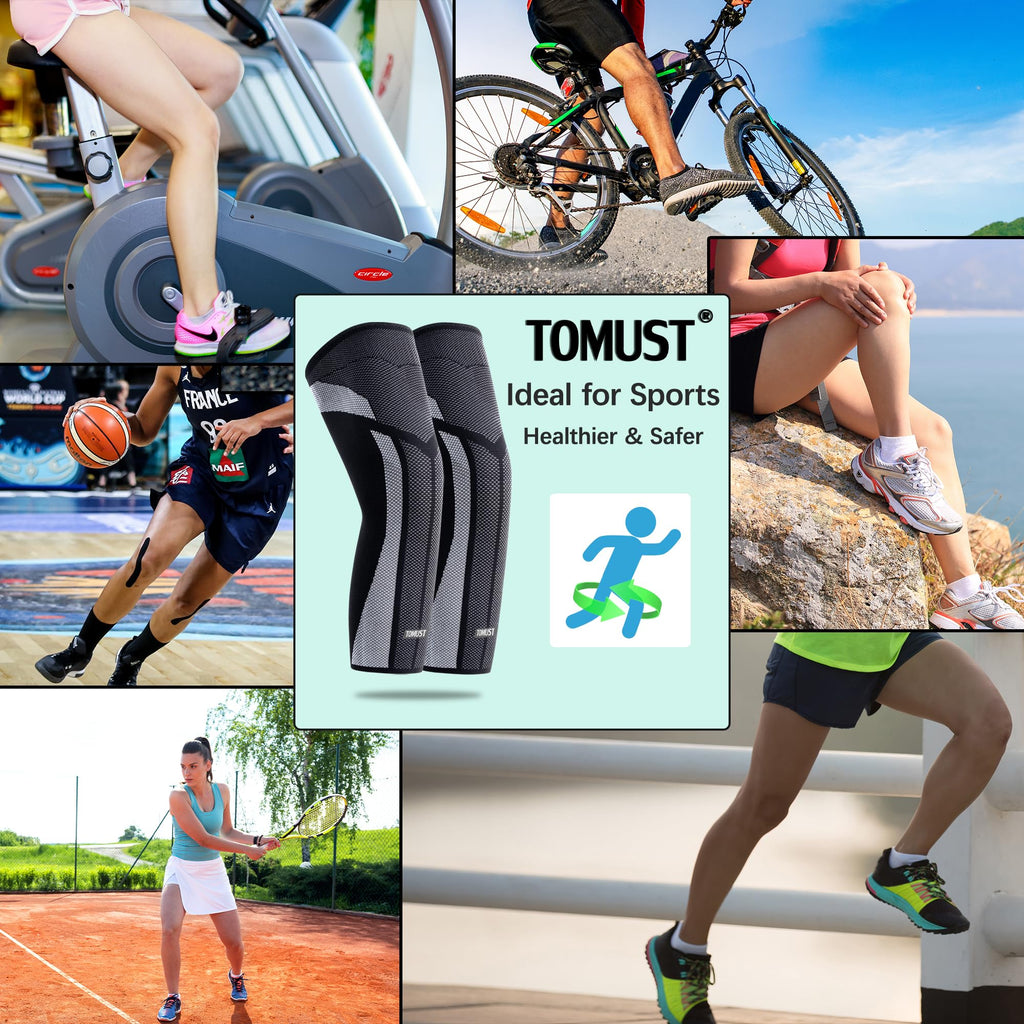 TOMUST Full Leg Compression Sleeve (Pair), Thigh Support, Calf Protect, Anti Slip Long Knee Brace for Joint Pain, ACL, MCL, Meniscus Tear, Arthritis, Tendonitis, Running, Basketball, Football, XXXL