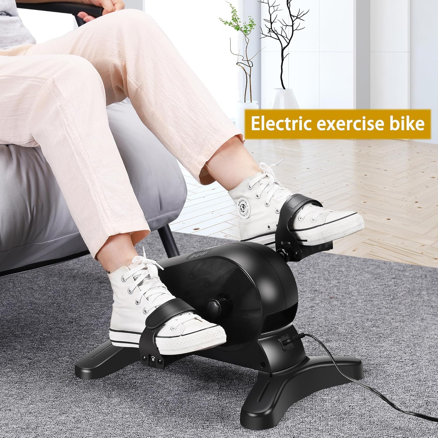 Skiennix Electric Pedal Exerciser - Mini Motorized Bike for Low Impact Leg & Arm Workouts