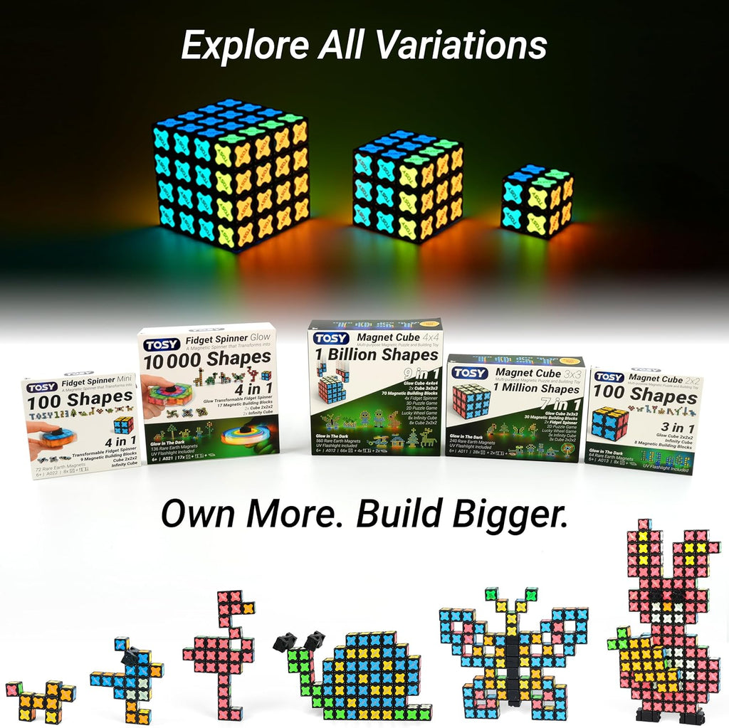 TOSY Magnet Cube 4x4 - 70 Blocks with 560 Magnets | Creative Building & Fidget Toy for Kids