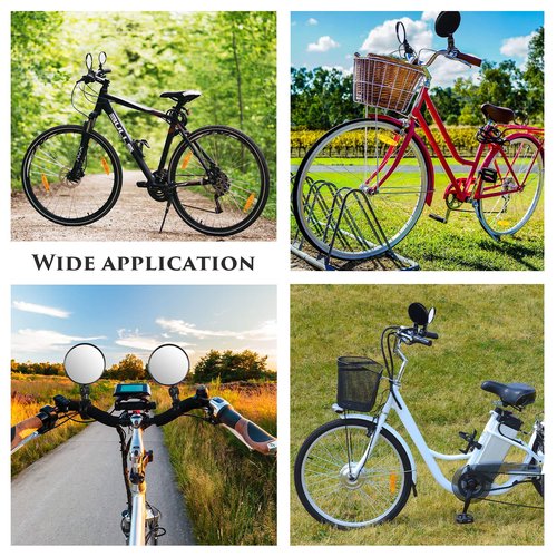 2 Pieces Bike Mirror Cycling Rear Mirror Adjustable 360 Degree Rotatable Handlebar Rearview Bicycle Mirrors Shockproof Wide Angle Acrylic Convex Safety Mirror for Most Mountain Road Bike