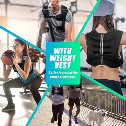 WTREE Weighted Vest Men or Women - 12 lb Weights with Reflective Stripe, Weighted vest for Workout Equipment for Strength Training Night Running