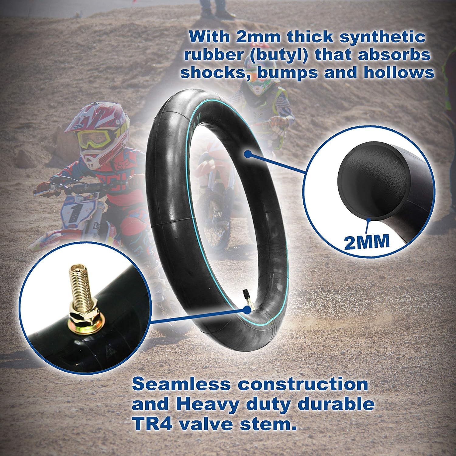 PIVOTRAX Heavy Duty Inner Tube 3.00-12 | 2mm Thickness with TR4 Valve for Honda, Suzuki, Kawasaki, Yamaha