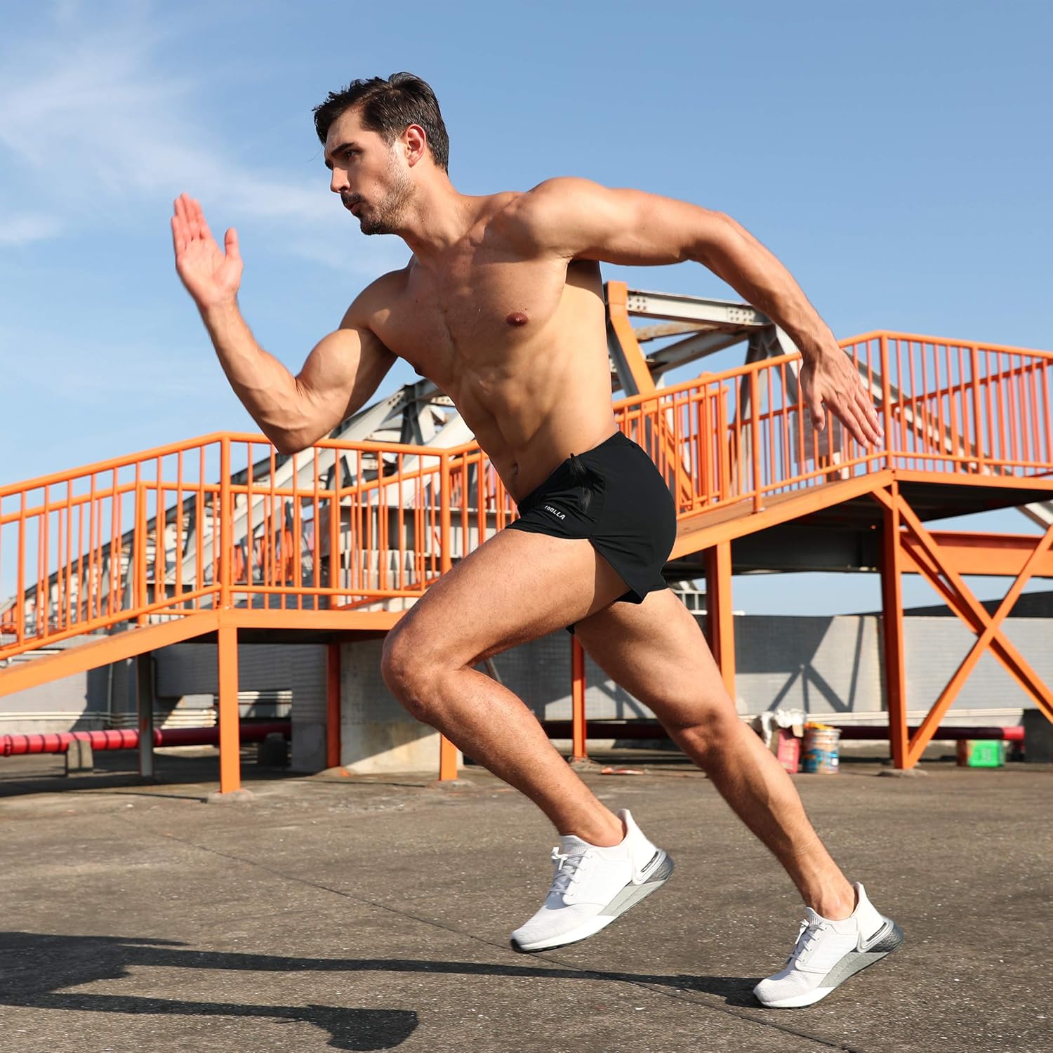 Pudolla Men's Running Shorts - Quick Dry Athletic Workout Shorts with Zipper Pockets | 3 Inch