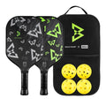 JOOLA Beastmode Pickleball Paddles Set of Two with Reinforced Fiberglass Surface and Honeycomb Polypropylene Core - Includes 2 Pickleball Rackets, 4 Pickleball Balls, and Carry Bag with Strap