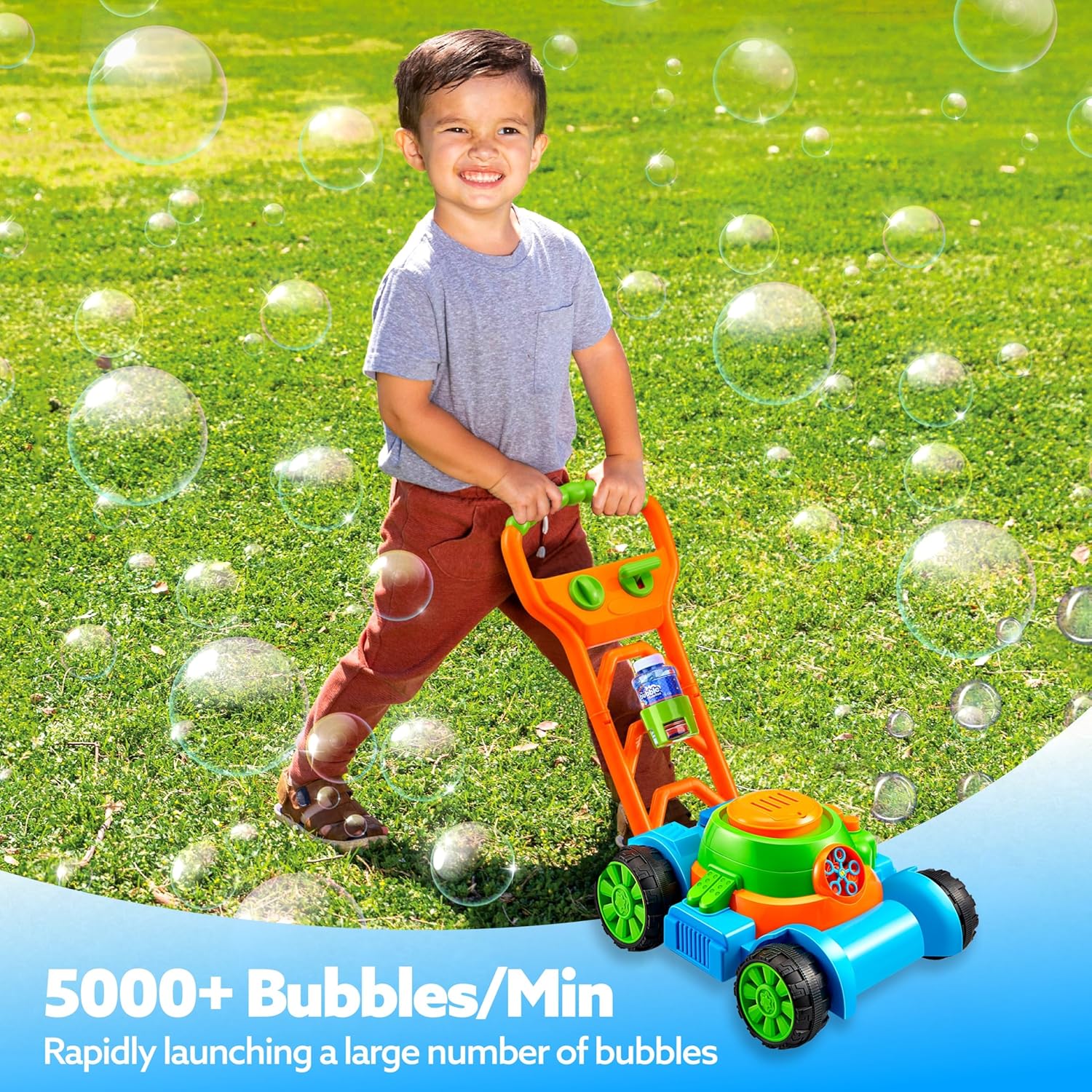 SLOOSH Bubble Lawn Mower | Spill-Proof Bubble Machine Toy for Toddlers Age 1-3 - Perfect for Indoor & Outdoor Fun