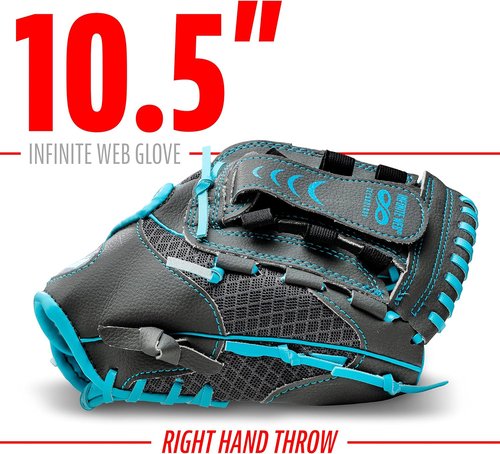 Franklin Sports Youth Teeball Gloves - Shok Sorb Kids Baseball Mitt - 10.5 Inch for Boys & Girls