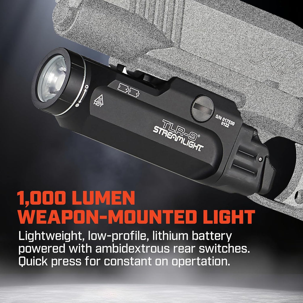 Streamlight TLR-9 Flex Tactical Light - Low-Profile Rail-Mounted with CR123A Batteries | Black
