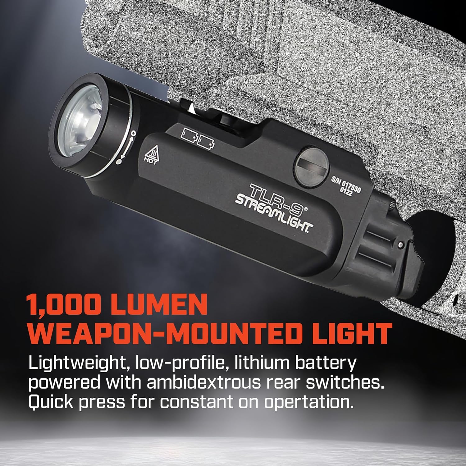 Streamlight TLR-9 Flex Tactical Light - Low-Profile Rail-Mounted with CR123A Batteries | Black