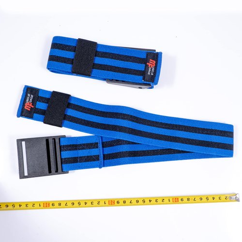 MuscleForge Blood Flow Restriction Bands, 2X Occlusion Bands for Legs, Elastic Bands with Buckle Fasteners for Muscle Building and Pump, BFR Cuffs (Blue)