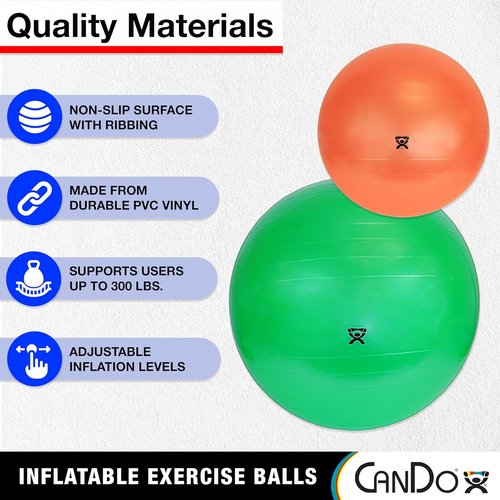 Cando 30-1800 Blue Non-Slip PVC Vinyl Exercise Ball - 12" Diameter, 300 lbs Capacity