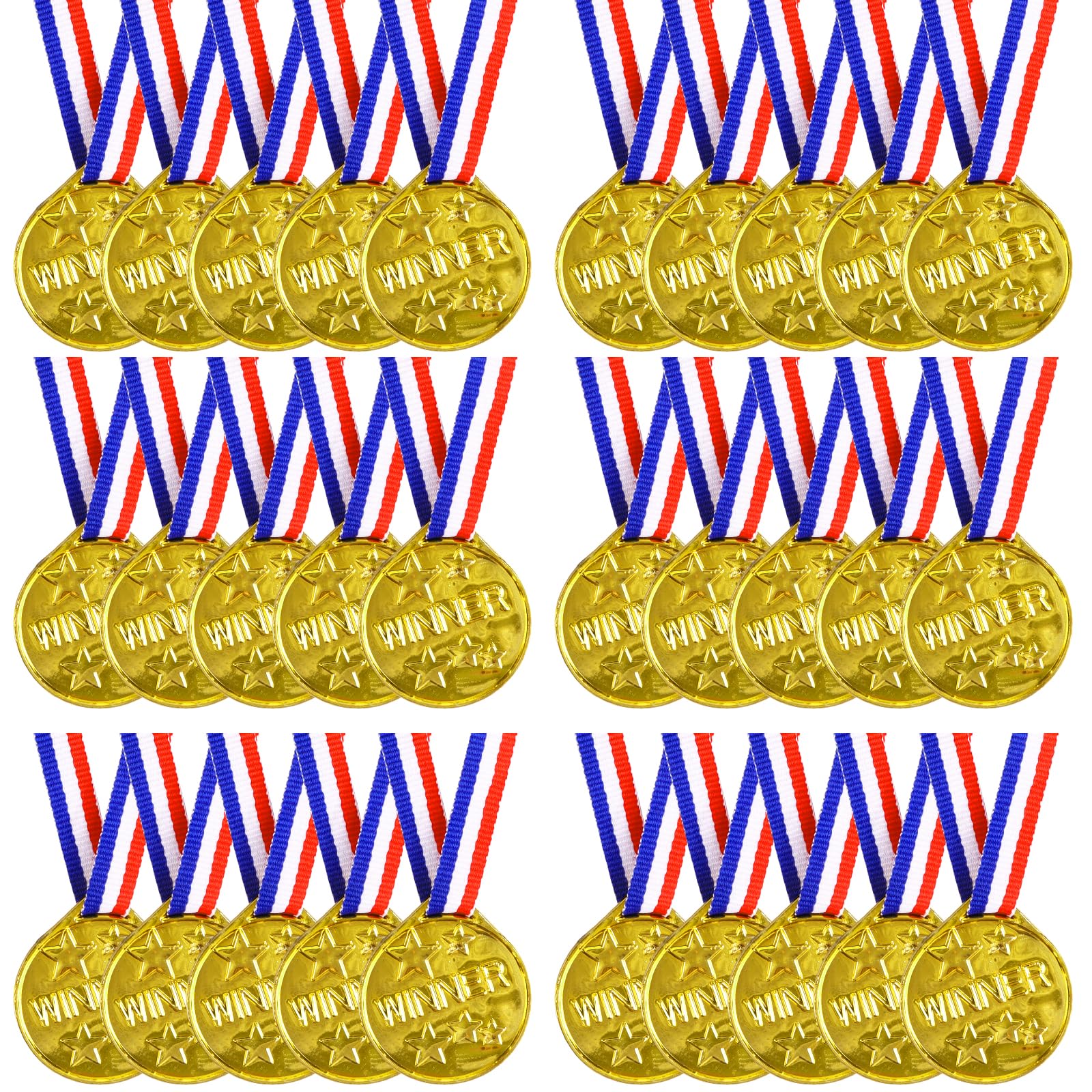LOKIPA 30PCS Gold Medals, Plastic Medals Winner Award Medals for Sports, Games Competitions, Party Favors and Decorations