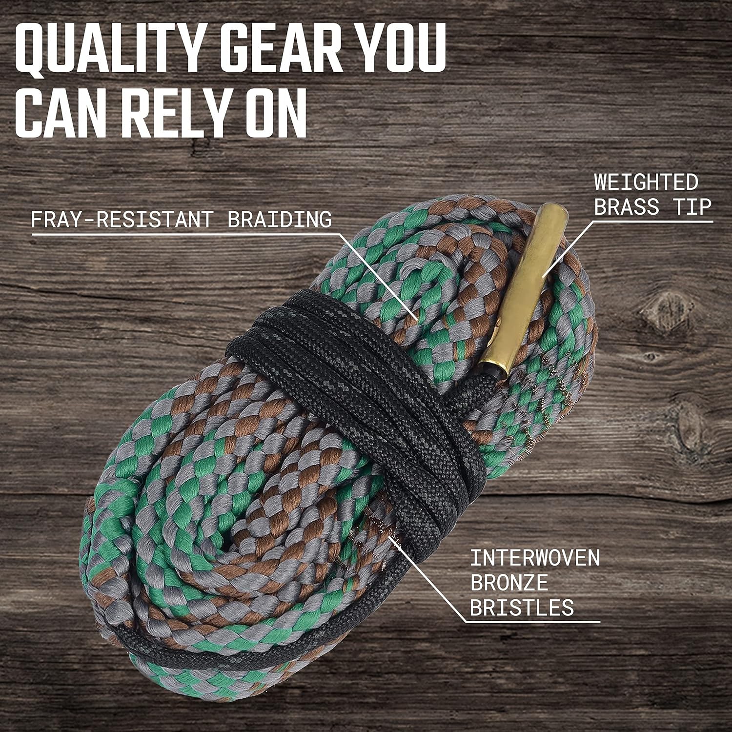Ultimate Rifle Build Gun Snake - Compact Cleaner Rope for .223, 5.56mm, .22, 9mm, .380, 12 GA, .30, .308, .44 Cal