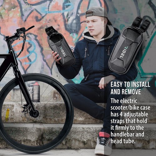 Ridel Bike Bag for Front Frame with Double Zippers - Water Resistant Handlebar Bag with 4 Adjustable Straps - Bike Bags for Bicycles Headtube Ideal for Storing Essentials Like Phone, Keys & Snacks