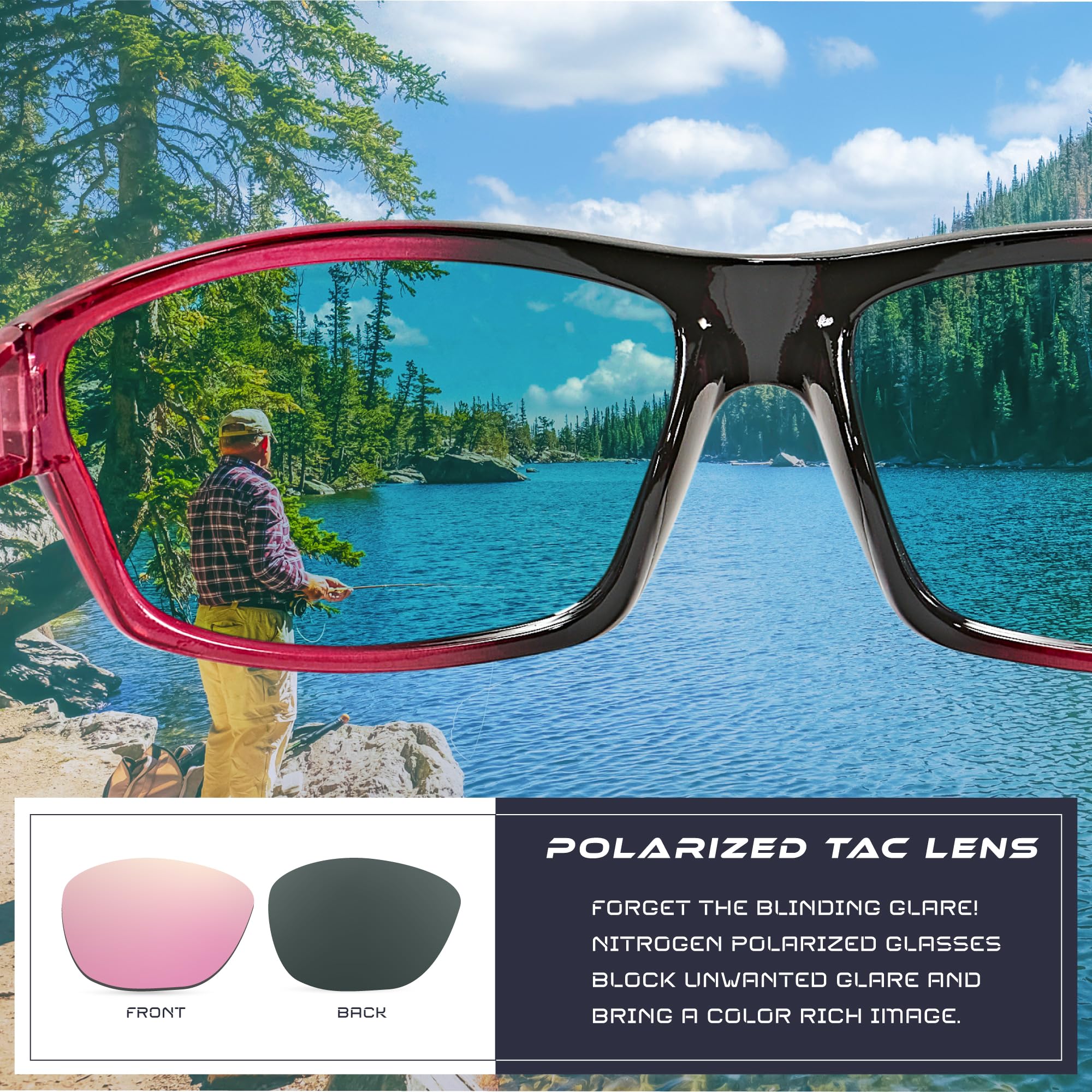 Nitrogen Polarized Wrap Around Sport Sunglasses for Men Women UV400 Driving Fishing Running Sun Glasses
