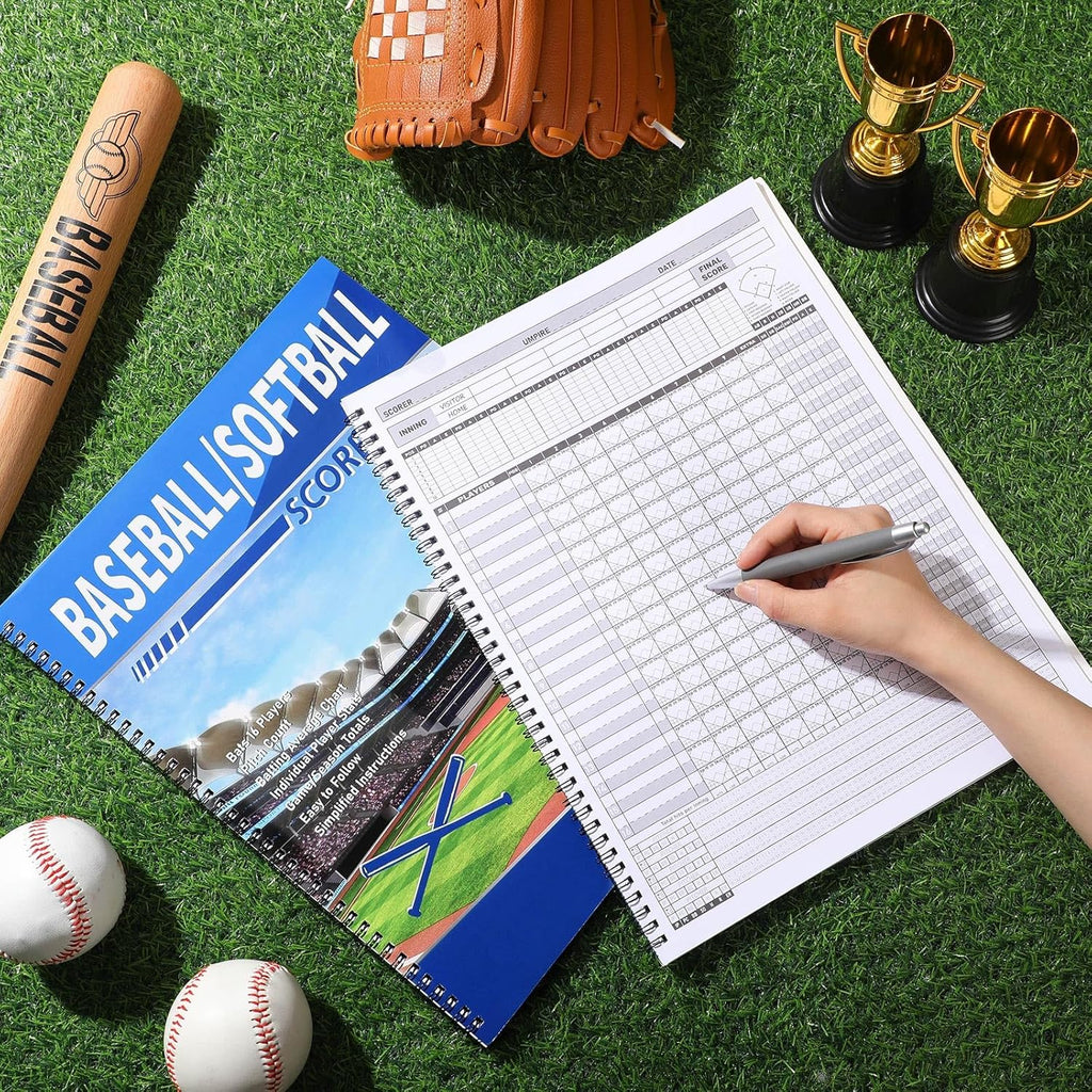 Skiennix Baseball Scorebook - 2 Pcs Softball Score Keeping Book for 30 Games | 11 x 14 Inches