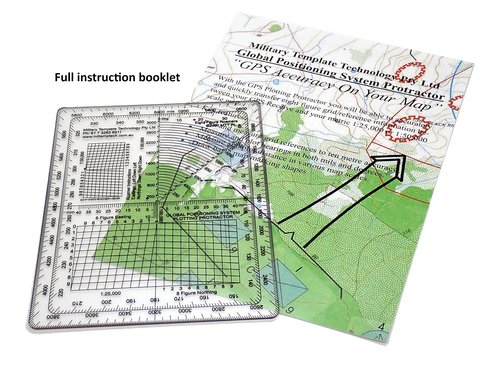 GPS Map Plotting Protractor — Military Map Marking | Coordinate Scale | Degrees & Mils | Land Navigation | 1.5mm PETG | Made in Australia
