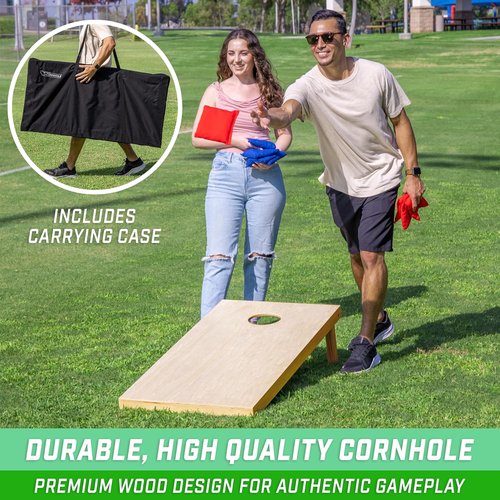GoSports Solid Wood Cornhole Sets - Premium Game Boards with 8 Toss Bags | Choose 4x2 ft or 3x2 ft
