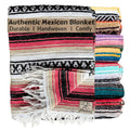 Del Mex Pink/Tan Falsa Blanket 70 x 50 inches - Handmade Mexican Throw