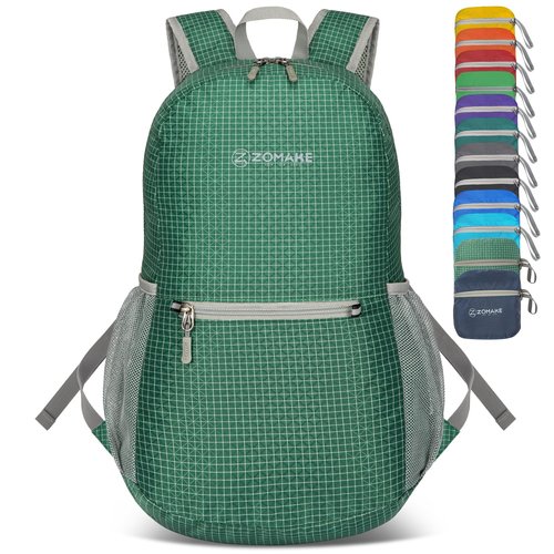 ZOMAKE Ultra Lightweight Hiking Backpack 20L - Packable Small Backpacks Water Resistant Daypack for Women Men(Forest Green Plaid)