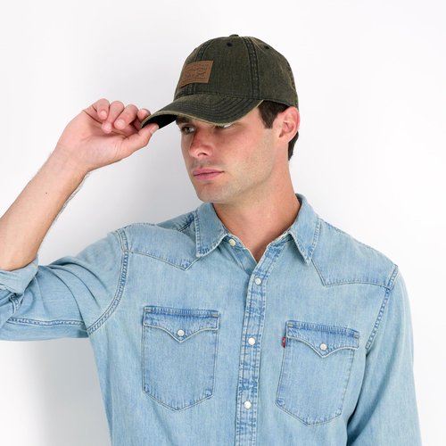 Washed Denim Baseball Hat, Black, One Size