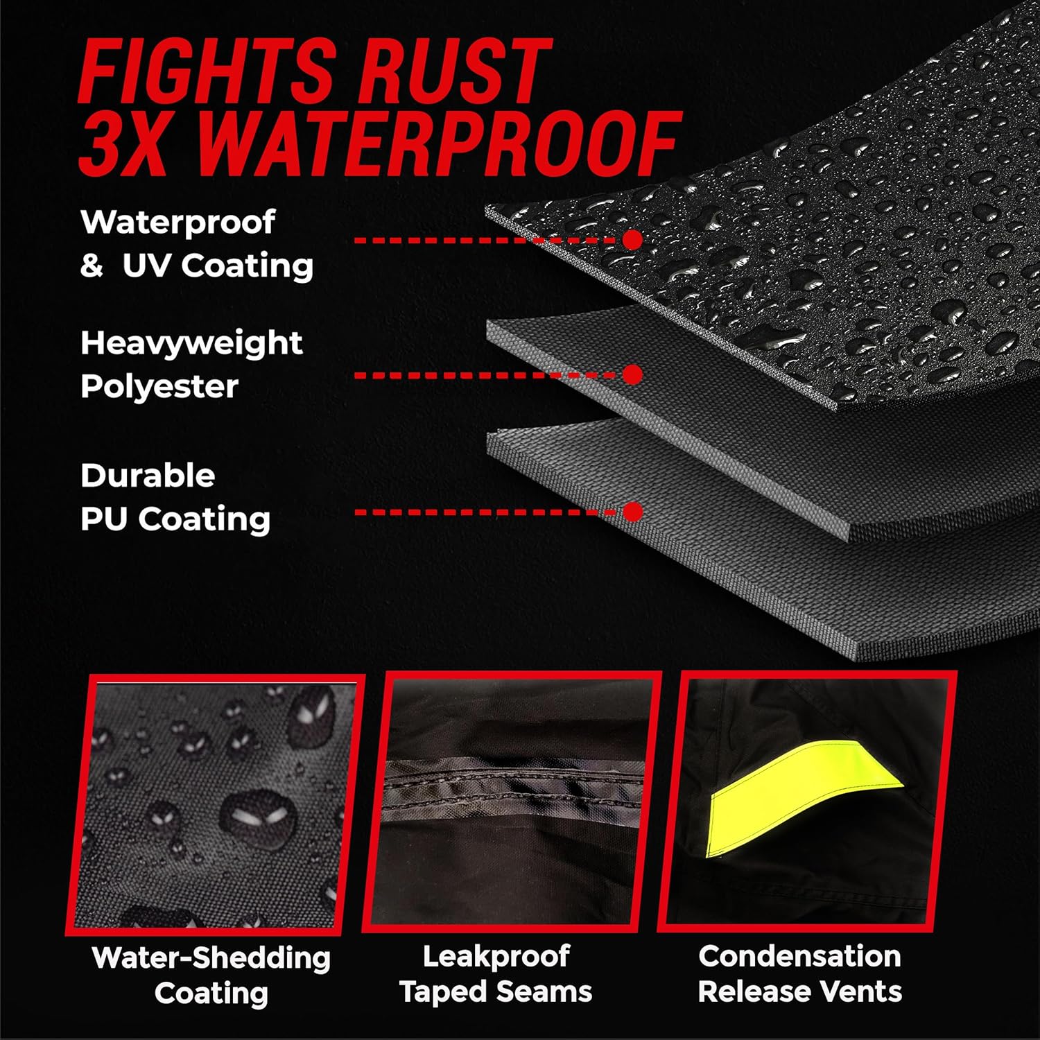 Badass Moto Motorcycle Cover - Waterproof & Heavy Duty All-Season Protection | Fits Harley Davidson & Cruiser Bikes, Large 97L
