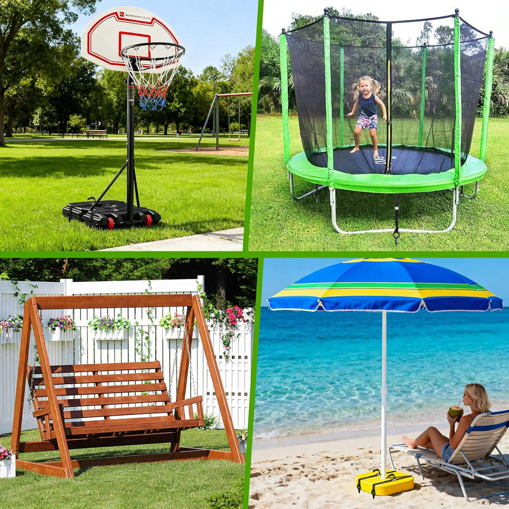 Tinnmao Basketball Hoop Anchor Kit - Heavy Duty 18'' Steel Anchors with Adjustable Straps for High Wind Stability