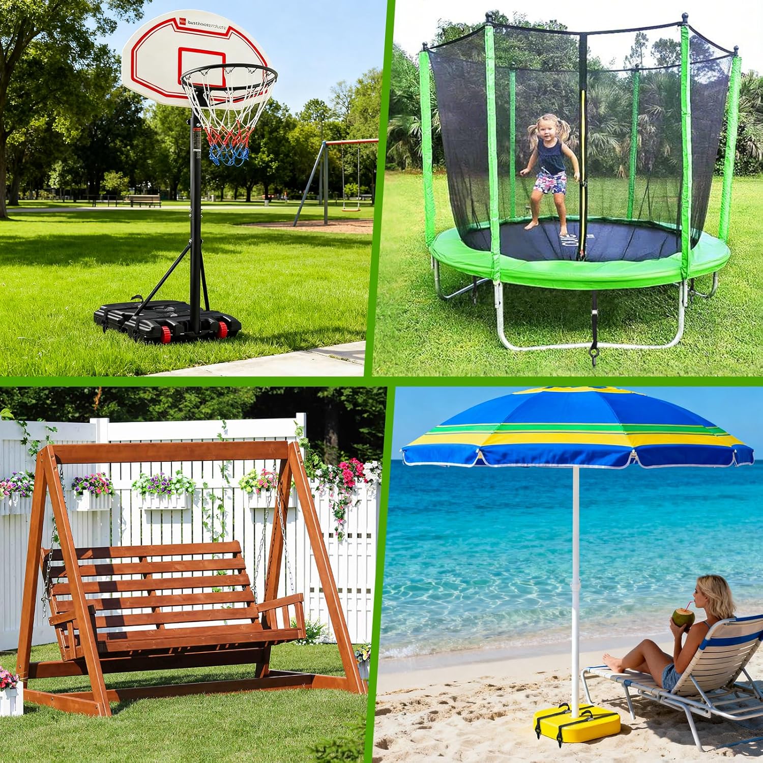 Tinnmao Basketball Hoop Anchor Kit - Heavy Duty 18'' Steel Anchors with Adjustable Straps for High Wind Stability
