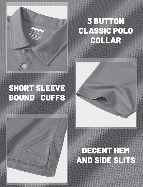 MAGCOMSEN Men's Polo Shirt - Quick Dry Casual Short Sleeve Golf T-Shirt | Outdoor Performance Jersey
