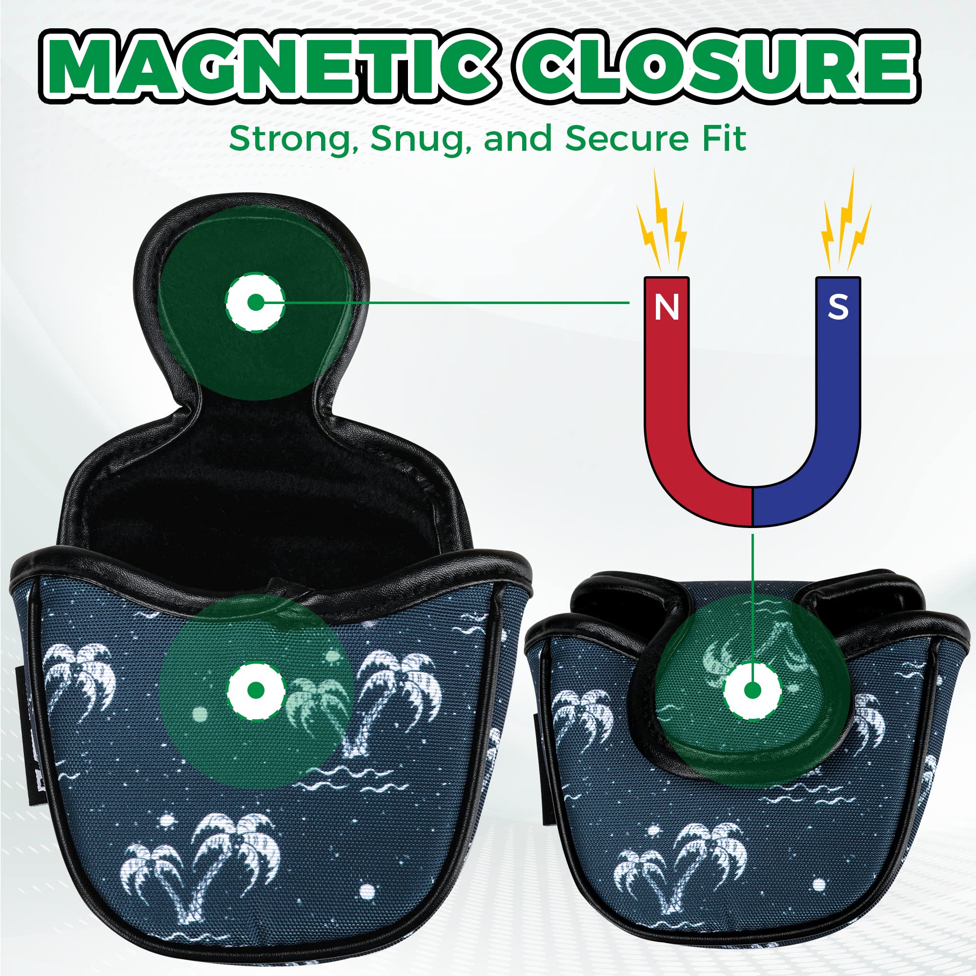 VIXYN Mallet Putter Cover - Cool Mallet Putter Headcover - Magnetic Fleeced Lined Head Covers to Protect Your Golf Clubs (Flamin (Palm Springs)