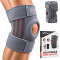 Dr. Zikky's Adjustable Knee Brace. Lightweight Compression Support with Dual Side Stabilizers, Patella Gel Ring & Non-Slip Straps for Comfort During Activity or Recovery (Gray Pink)