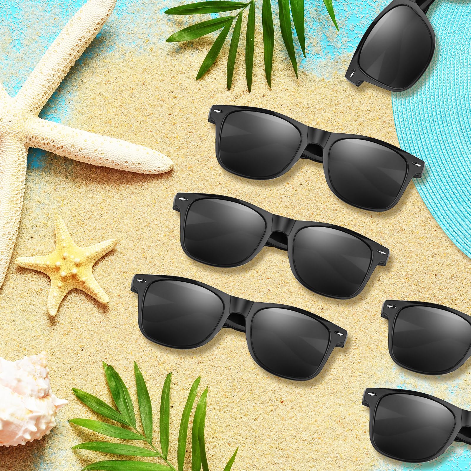ASTARON Black Novelty Sunglasses Bulk, 6 Pack Black Novelty Sunglasses Party Favors for Summer Beach Pool Wedding Party,Great Gift for Pool, Birthday Party Supplies Goody Bag Favors