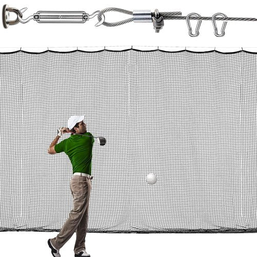 LAKNUAL Golf Practice Netting, 12X12ft Golf Hitting Hanging Kit, Sports Practice Barrier Net for Backyard and Garage, Indoor/Outdoor DIY Sports Netting for Baseball, Hockey, Soccer