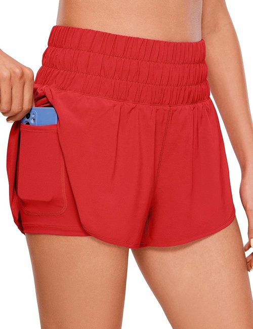 CRZ YOGA 2 in 1 Women's Running Shorts - High Waisted Athletic Gym Shorts with Pocket | 3" Length