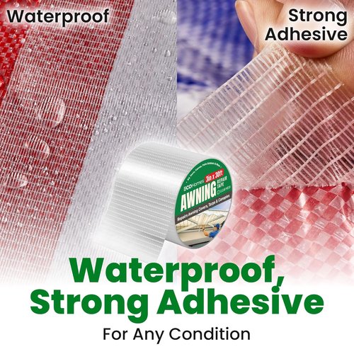 Awning Covers | Waterproof Self-Adhesive Repair Tape Kit for Tents, RVs, Canopies - 3” Clear Mesh
