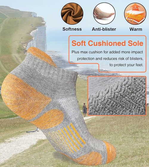 Heyoboy Women's Athletic Running Socks - Thick Cushioned Anti-Blister Wicking Ankle Socks | 5 Pairs