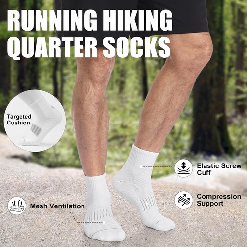 Lapulas Merino Wool Quarter Socks - Cushioned Compression Support for Hiking & Running | 5 Pairs